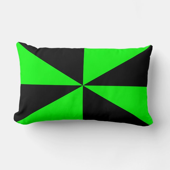 Limegrön och svart Pinwheel Lumbarkudde (Framsida)