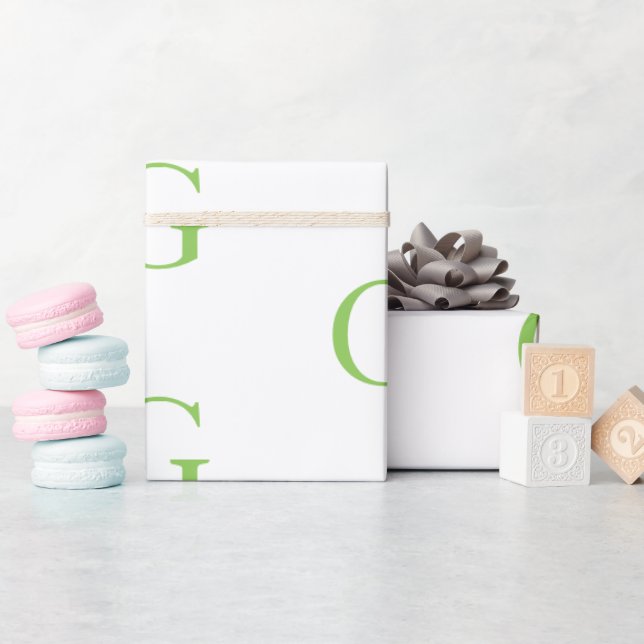 Limegrön och vit monogram  presentpapper (Baby Shower)