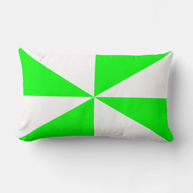 Limegrön och vit pinwheel lumbarkudde (Framsida)