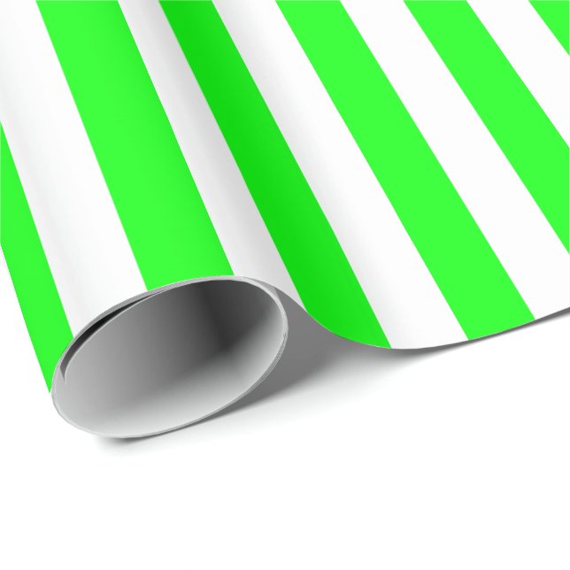 Limegrön och vit rand presentpapper (Rullad Hörn)