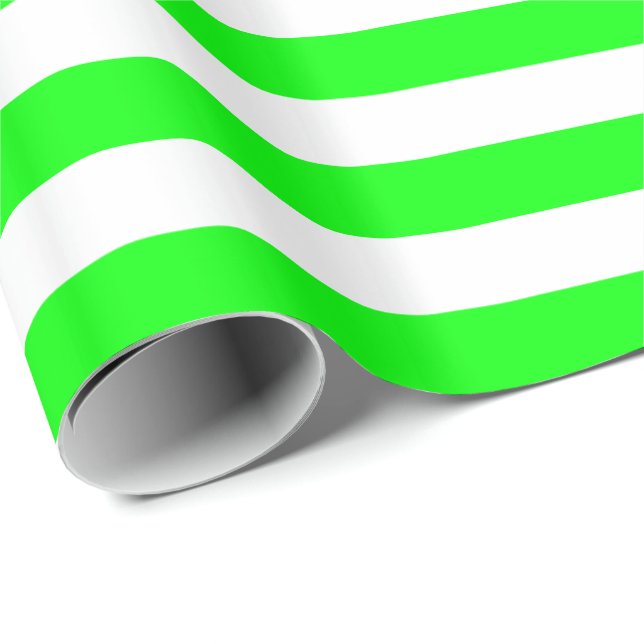 Limegrön och vit rand presentpapper (Rullad Hörn)