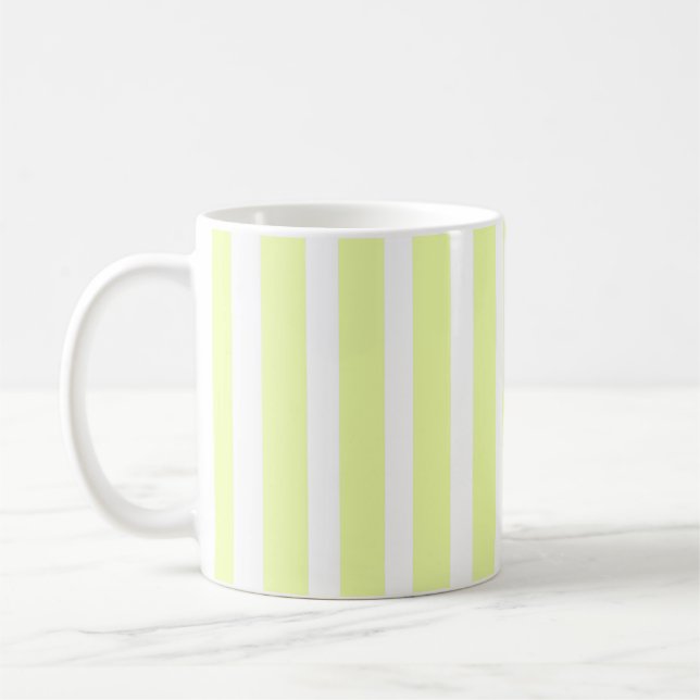 Limegrön och vit vertikal rand kaffemugg (Vänster)