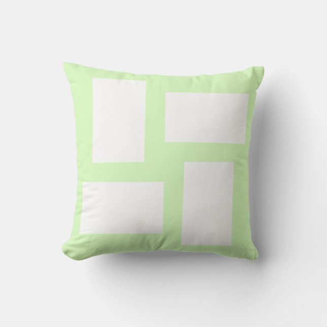 Limegrön Pastell & Vit Abstrakt Design Kudde (Framsida)