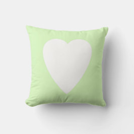 Limegrön pastell & vit hjärtformad design kudde