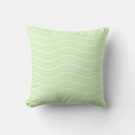 Limegrön Pastell & Vita Vågiga Linjer Design Kudde