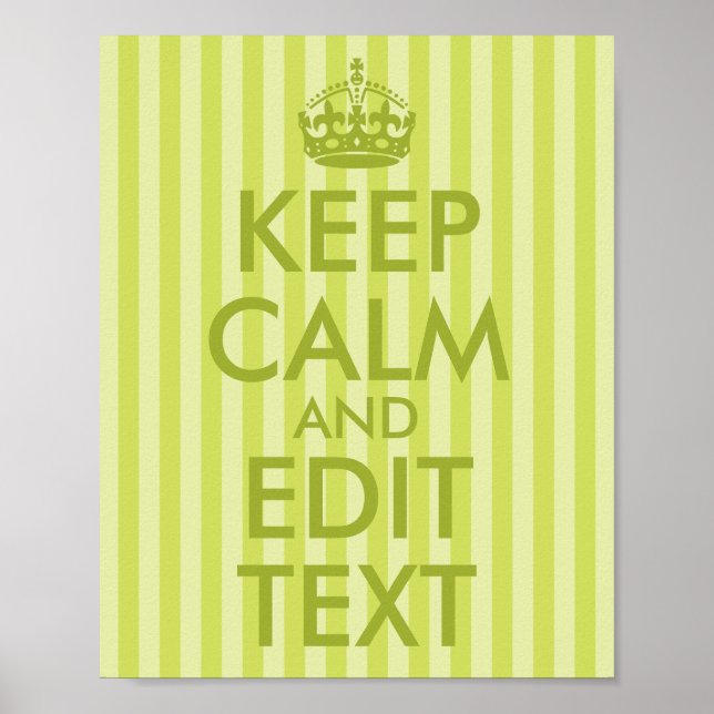 Limegrön rand Keep Calm och redigera text Poster (Framsidan)
