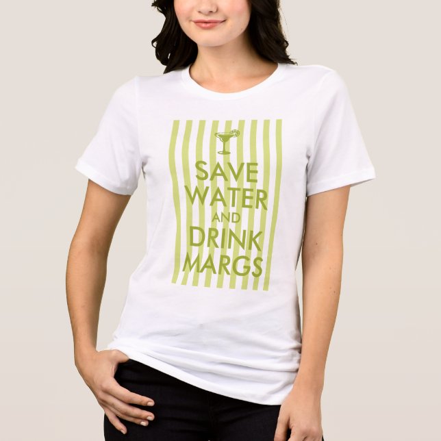Limegrön rand Spara vatten och drick Margs T Shirt (Framsida)