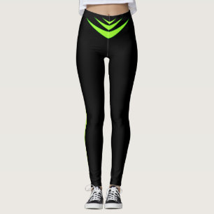 Limegrön trippel boomerang på svart leggings