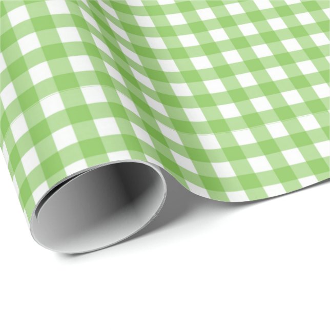 Limegrön| White Gingham Wrapping Papprare Presentpapper (Rullad Hörn)