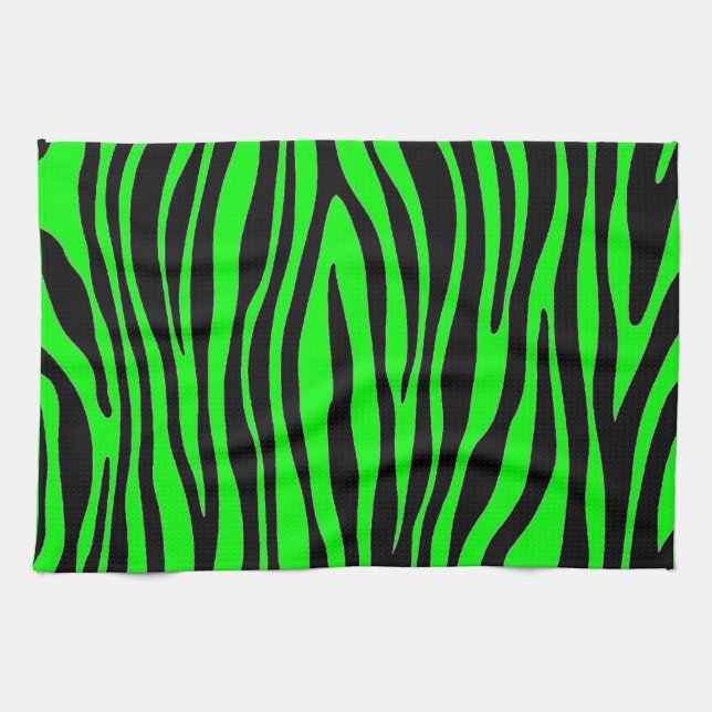 Limegrön Zebra Kökshandduk (Horisontell)