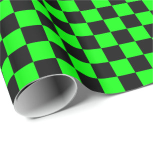 Limegröna och svarta rutiga rutor presentpapper