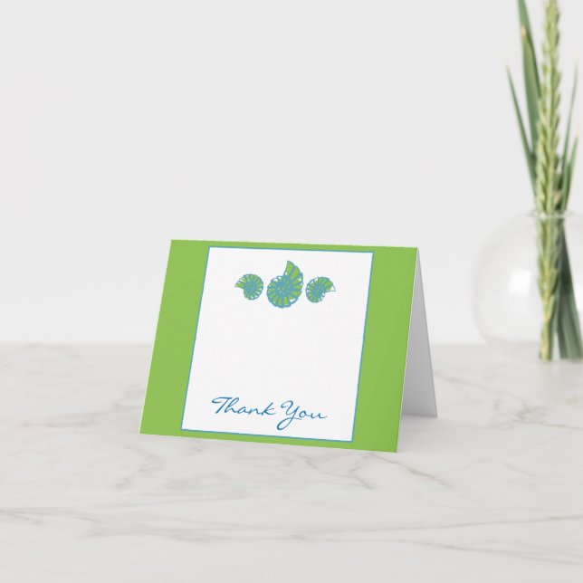 Limegröna och turkosa snäckskal Tack Kort (Framsida)