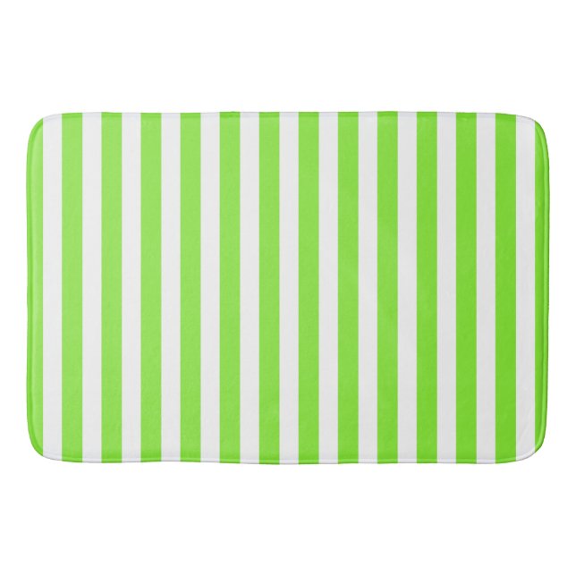Limegröna och vita godisränder badrumsmatta (Framsidan)