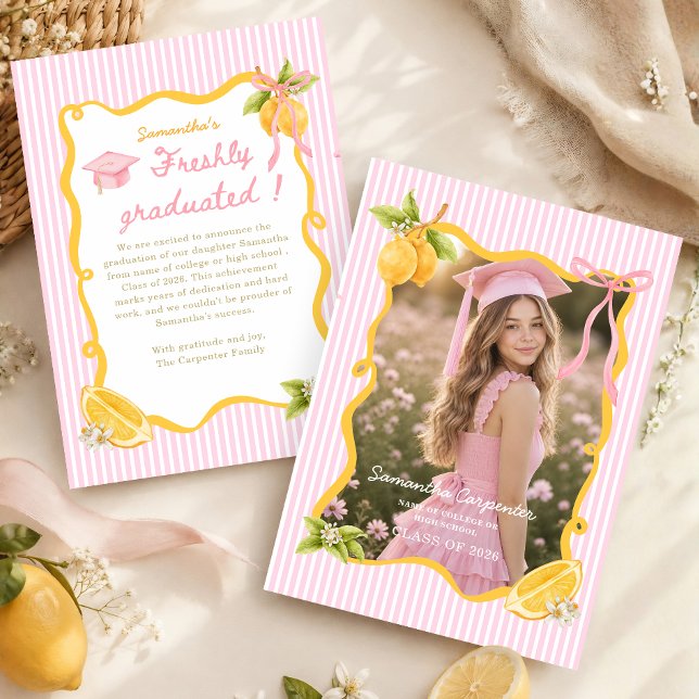 Limepink bow Utbildningsbevis Inbjudningar (Skapare uppladdad)