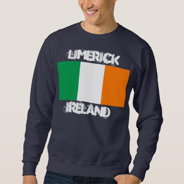 Limerick, Irland med irländska flagga Långärmad Tröja (Framsida)
