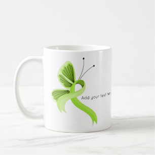 Limes gröna medvetenhet Ribbon Butterfly Coffee Mu Kaffemugg