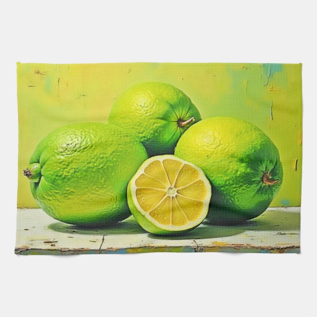 Limes ljusa sommarpolare kökshandduk (Horisontell)