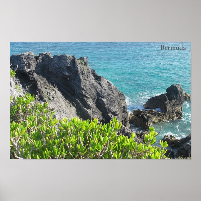 Limestone Cliffs at Horseshoe Bay, Bermuda Poster (Framsidan)