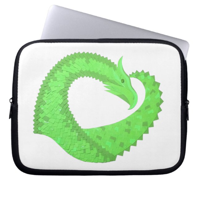 Limgrön hjärtrytm på vitt laptop sleeve (Framsidan)