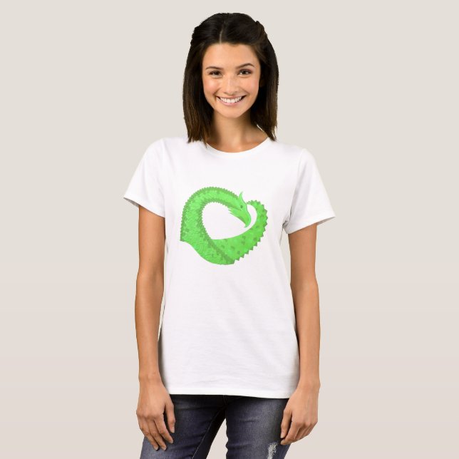 Limgrön hjärtrytm på vitt t shirt (Hel framsida)