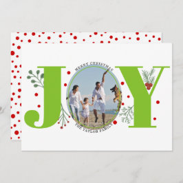 Limgrön Joy med julfoto av bär Julkort