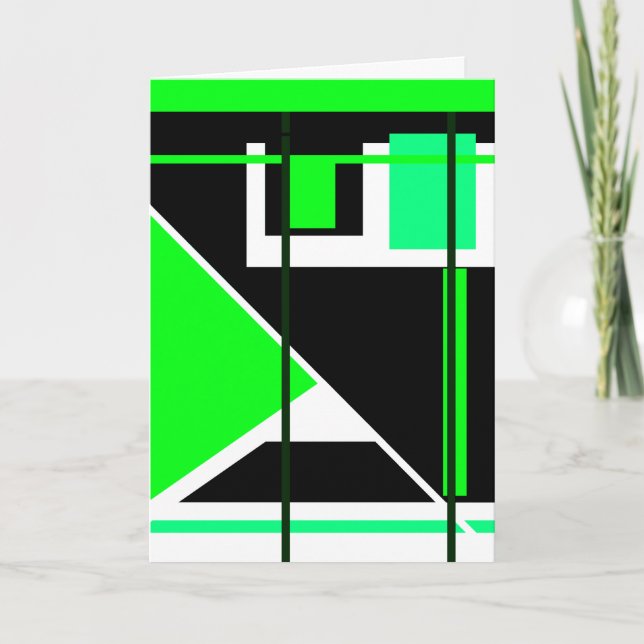 Limgrön svart på vit geometrisk Abstrakt Kort (Framsida)
