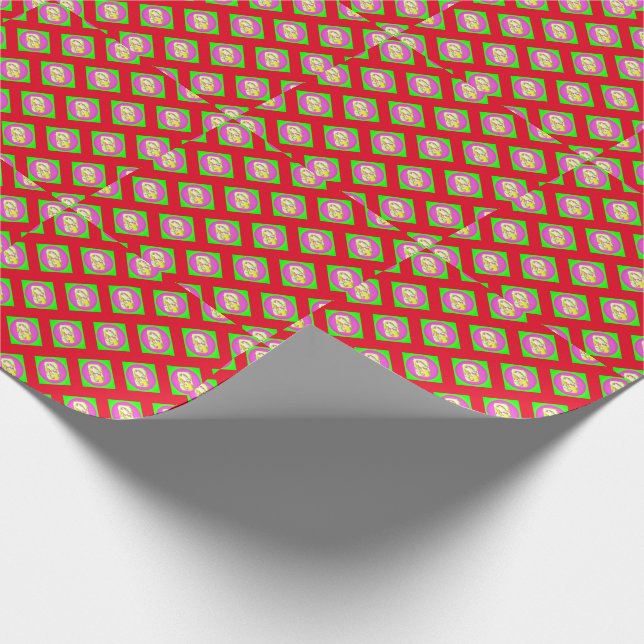 Limgrönt och ljust lila mönster presentpapper (Hörn)