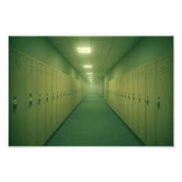 Liminal Locker Room Hallway - Dreamcore Backroom Fototryck