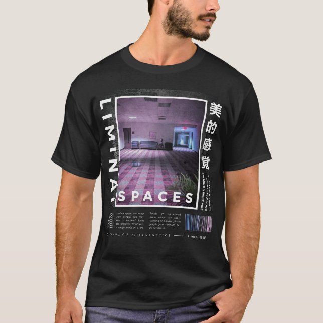 Liminal Spaces Retro 80s och 90s Aesthetic Vaporwa T Shirt (Framsida)