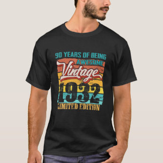 Limited Edition 1932 90 Years Old Funny 90Th Birth T Shirt