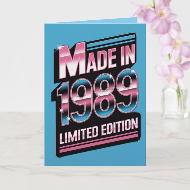 Limited Edition Retro 1989 Birthday Card Kort (Orkide)