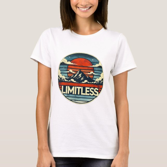 Limitless Horizon: Mountain Sunset Art T Shirt (Framsida)
