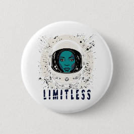 Limitless Space Girl – Futuristic Cosmic Button Knapp