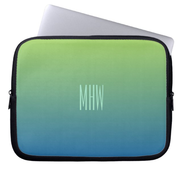 Limma Blue Gradient anpassningsbar monogram laptop Sleeve (Framsidan)