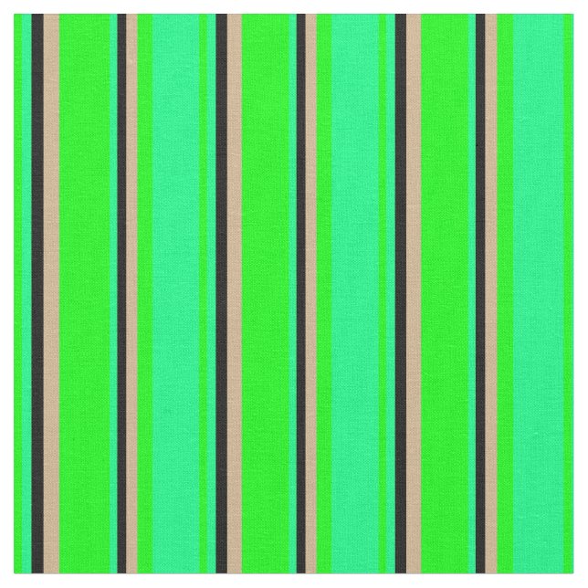 Limma, Grönt, Svart och Tan Stripe Mönster Tyg (Närbild)