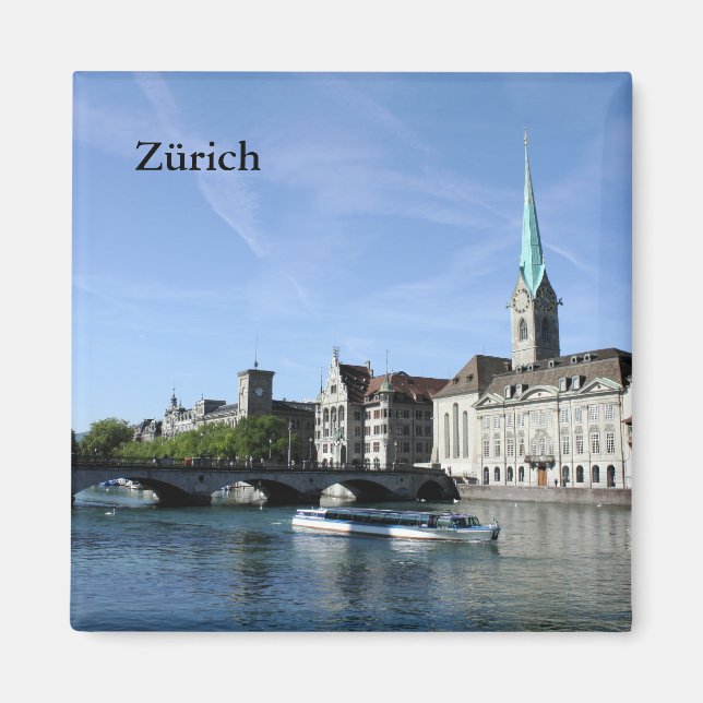 Limmat River i Zürich Magnet (Framsidan)