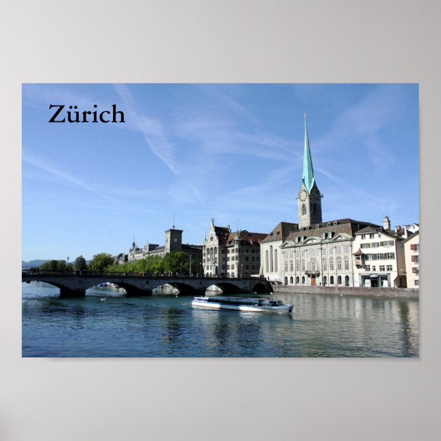 Limmat River i Zürich Poster (Framsidan)