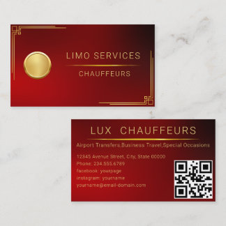 Limo Driver and Chauffeur Service Red QR Code Visitkort