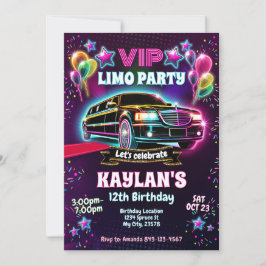 Limo Födelsedagsfest Inbjudan för flickor
