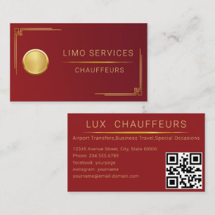 Limo Service Driver, Cab, Taxi Golden QR-kod Visitkort