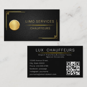 Limo Service limousine Minimal Svart Elegant QR Visitkort