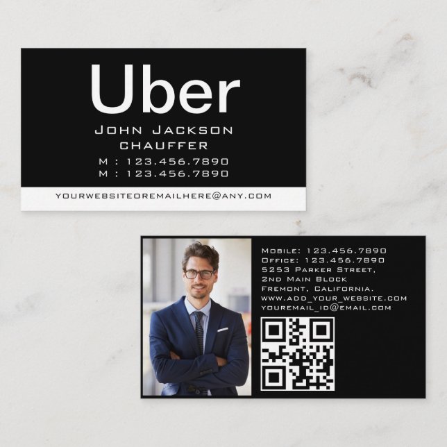 Limo & Taxi Förare Modern Stad Professionell Bil  Visitkort (Fram/baksida)