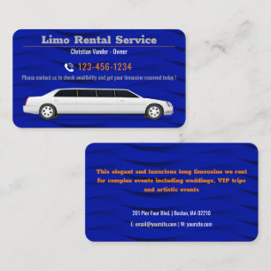 Limo Uthyrning och förarservice Lyx Visitkort