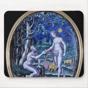 Limoges platta som visar Adam och kvällen, c.1570 Musmatta