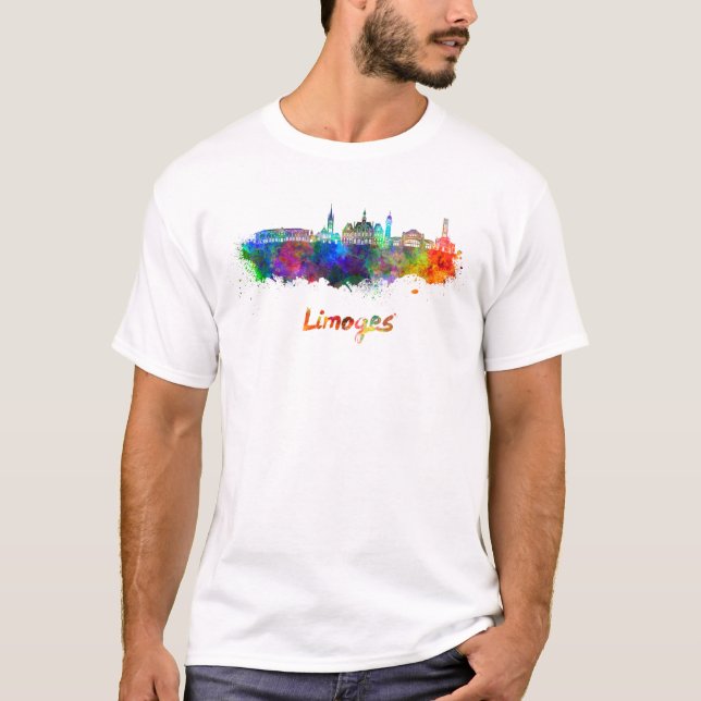 Limoges skyline in watercolor tee shirt (Framsida)