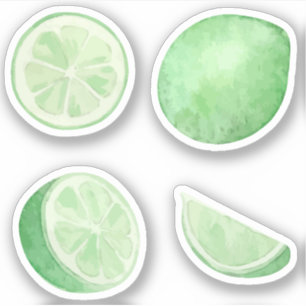 Limonad gröna lime citrus skivor akvarell set klistermärken