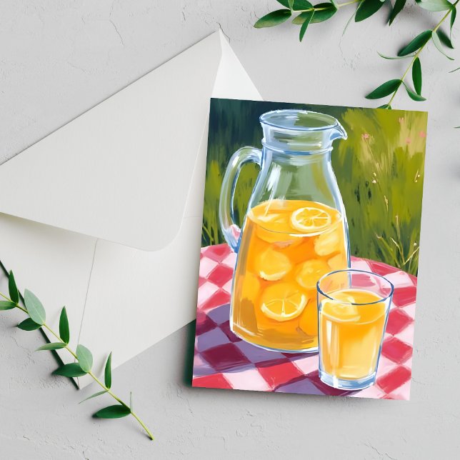 Limonad Picknick | Citroner Frukt Målad Kort (Skapare uppladdad)