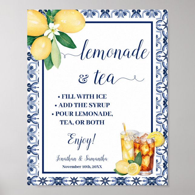 Limonad & Tekabarskylt Blå Medelhavet Poster (Framsidan)