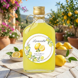 limoncello akvarell citron bröllop sommar runt klistermärke