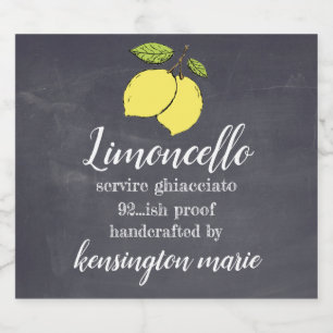 Limoncello Chalkboard letar efter liten Flaska Spritflaskor Etikett